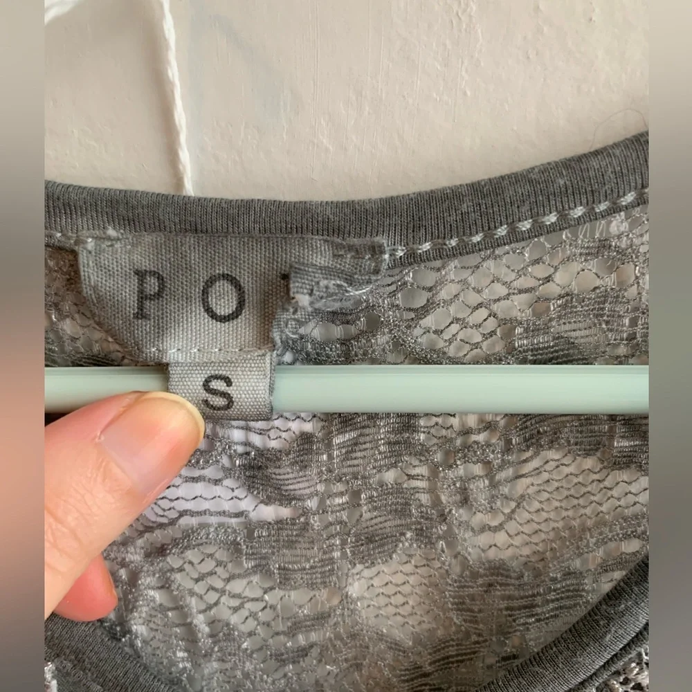 1. NWOT POL Lace Detail Tank Top - Gray - Picture 3 of 4